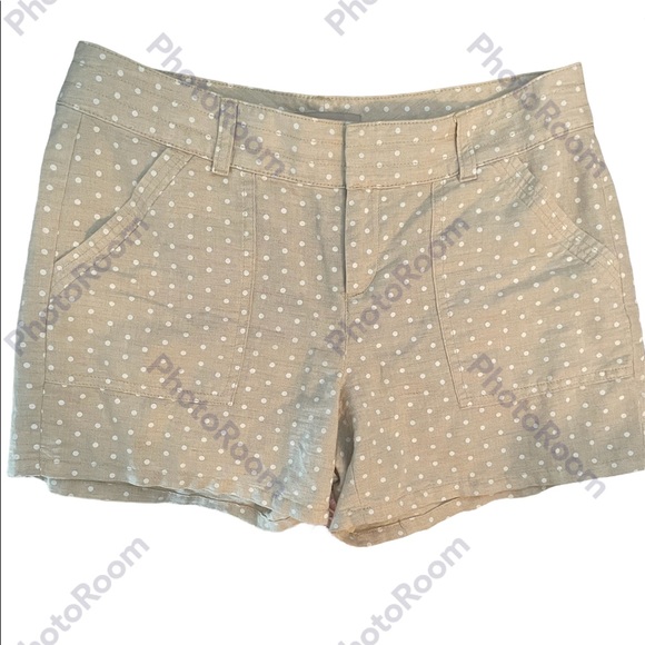 Banana Republic Tan with White Polka Dots 55% Linen Women’s Shorts Size 4 - Picture 9 of 14